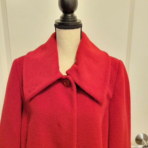 Hilary Radley Red Suri Alpaca Wool Blend Swing Coat A-Line Quiet Luxury Chic - Picture 2 of 11